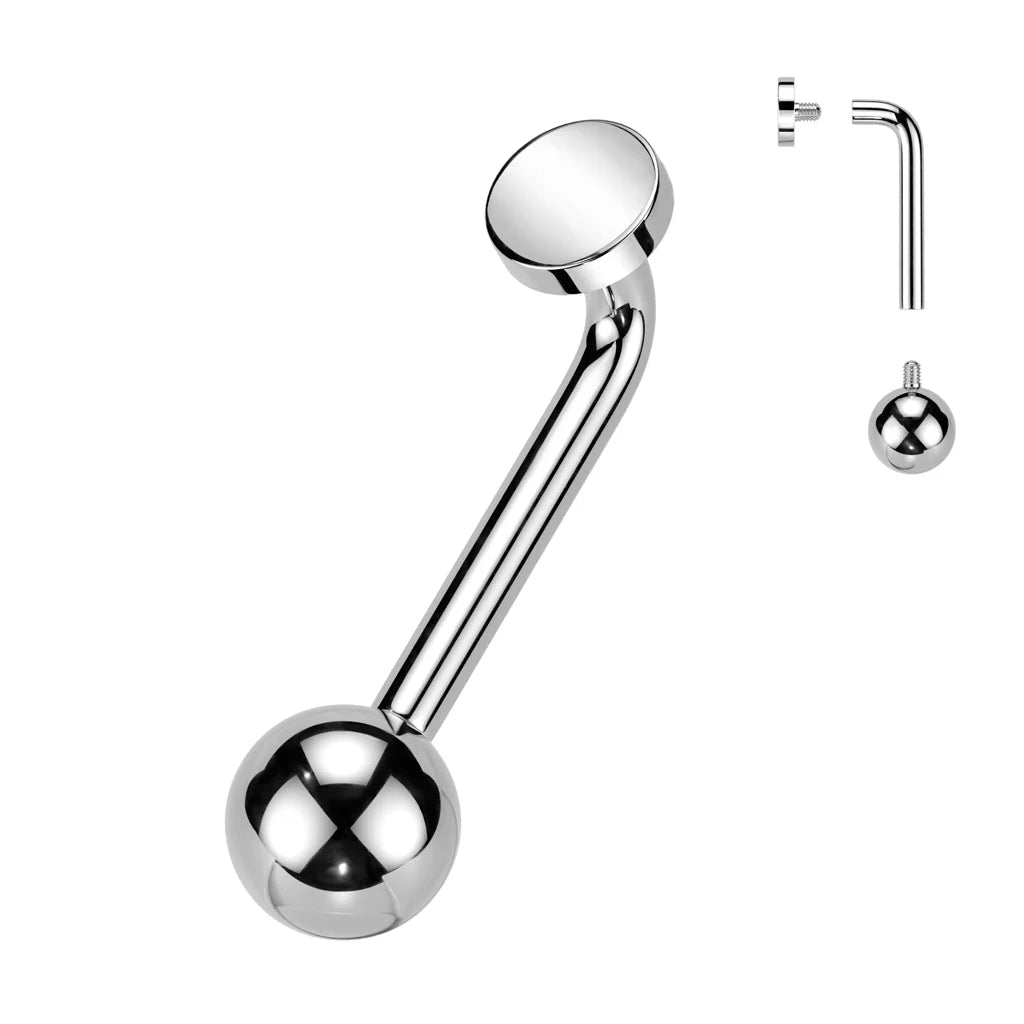 Implant Grade Titanium Internally Threaded L Bent Christina Piercing With Ball Top