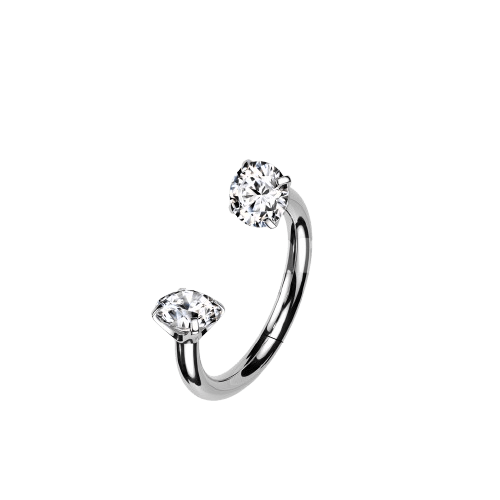 Implant Grade Titanium Internally Threaded Prong Set CZ Horseshoe Horseshoe Skin Metals