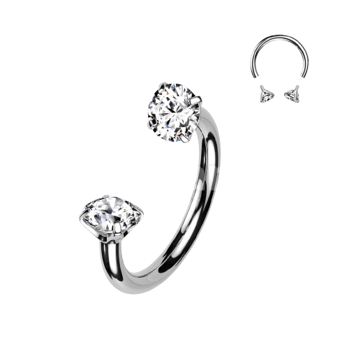 Implant Grade Titanium Internally Threaded Prong Set CZ Horseshoe Horseshoe Skin Metals