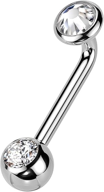 Implant Grade Titanium L-Bent Christina Piercing – Flat Bezel Set with Pressed Fit Gem