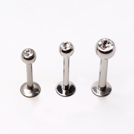 Implant Grade Titanium Labret with Clear CZ Ball - Skin Metals