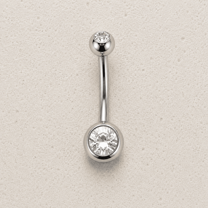 Implant Grade Titanium Navel Ring CZ Balls 14G Internally Threaded - Skin Metals