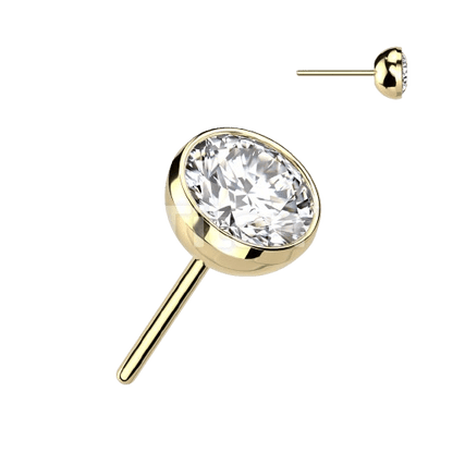 Implant Grade Titanium Threadless Push In Bezel Set CZ Ball Top