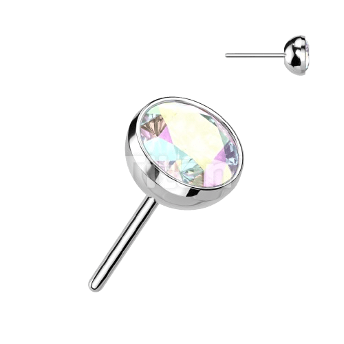 Implant Grade Titanium Threadless Push In Bezel Set CZ Ball Top