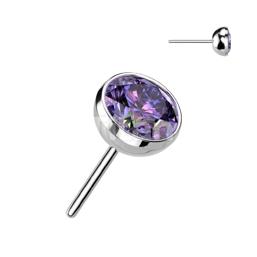 Implant Grade Titanium Threadless Push In Bezel Set CZ Ball Top