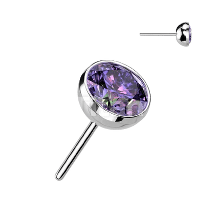 Implant Grade Titanium Threadless Push In Bezel Set CZ Ball Top