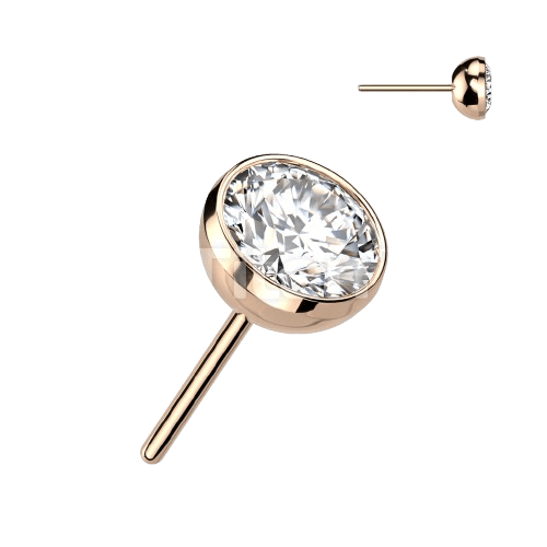 Implant Grade Titanium Threadless Push In Bezel Set CZ Ball Top