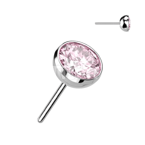 Implant Grade Titanium Threadless Push In Bezel Set CZ Ball Top