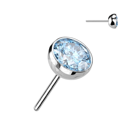 Implant Grade Titanium Threadless Push In Bezel Set CZ Ball Top
