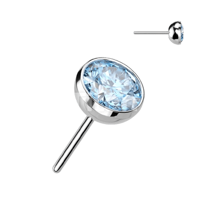 Implant Grade Titanium Threadless Push In Bezel Set CZ Ball Top