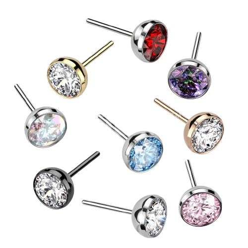 Implant Grade Titanium Threadless Push In Bezel Set CZ Ball Top