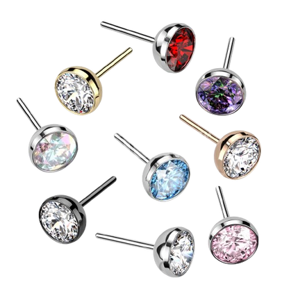 Implant Grade Titanium Threadless Push In Bezel Set CZ Ball Top