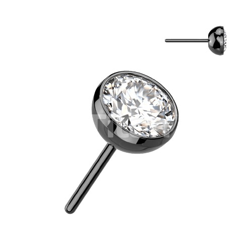 Implant Grade Titanium Threadless Push In Bezel Set CZ Ball Top