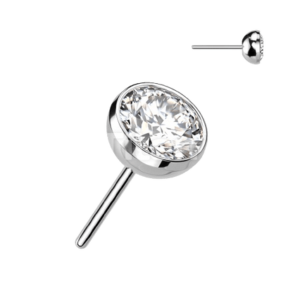Implant Grade Titanium Threadless Push In Bezel Set CZ Ball Top