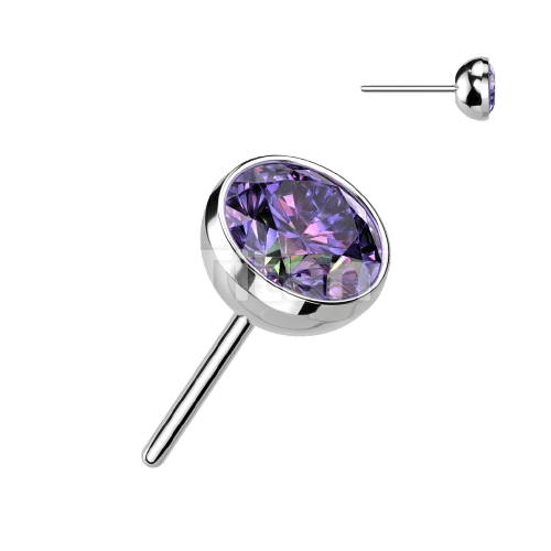 Implant Grade Titanium Threadless Push In Bezel Set CZ Ball Top