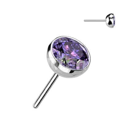 Implant Grade Titanium Threadless Push In Bezel Set CZ Ball Top