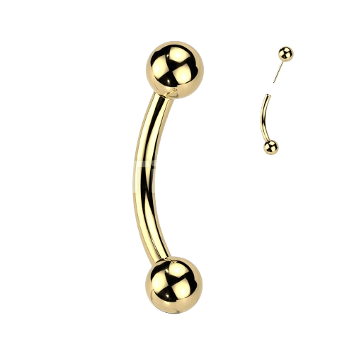 Implant Grade Titanium Threadless Push In Curved Barbell With One Fixed Ball Barbell Skin Metals