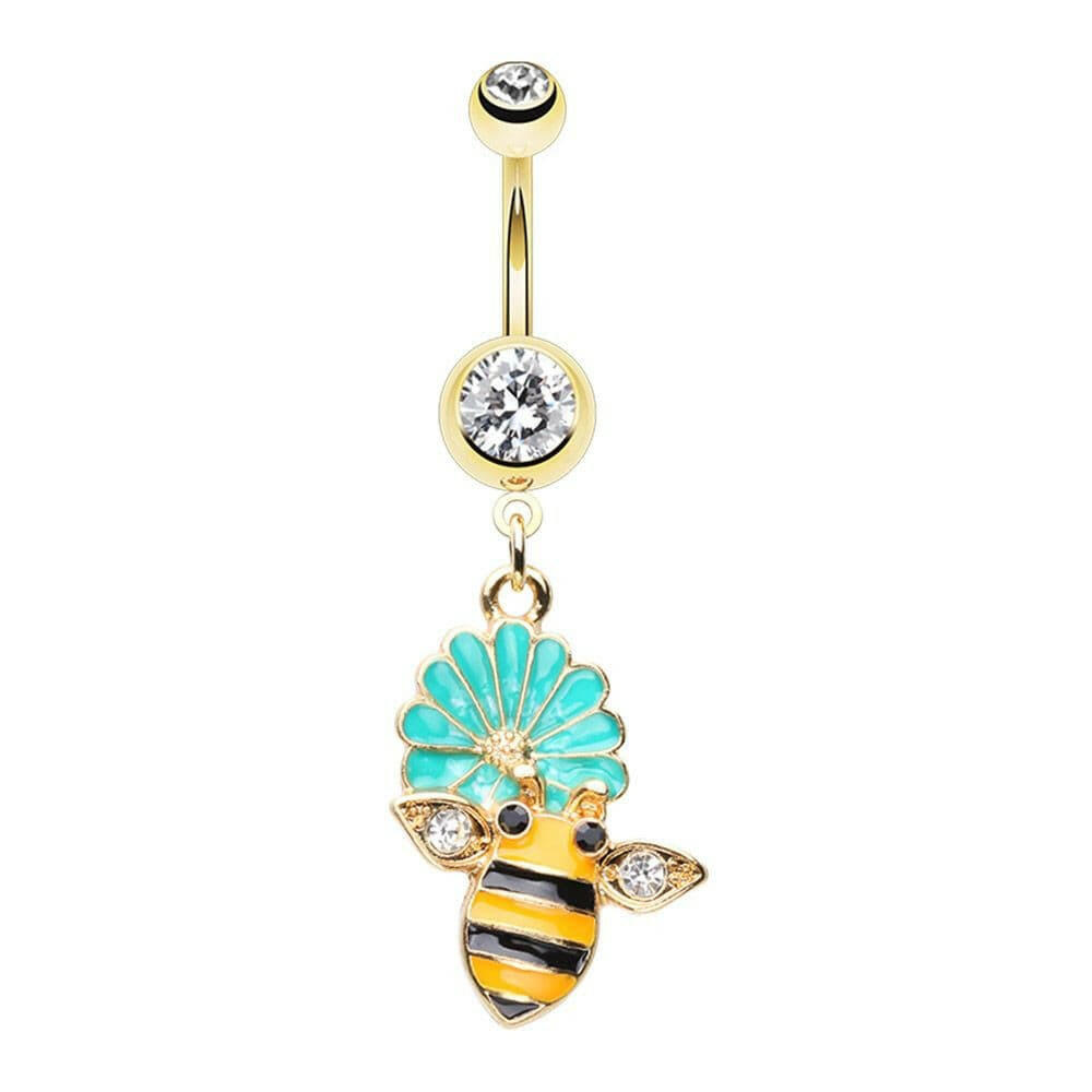 In Bloom Bumble Bee Gem Belly Button Ring Navel Ring Impulse Piercings