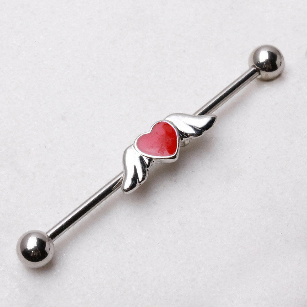 Industrial Barbell with Winged Heart Industrial Barbell Impulse Piercings