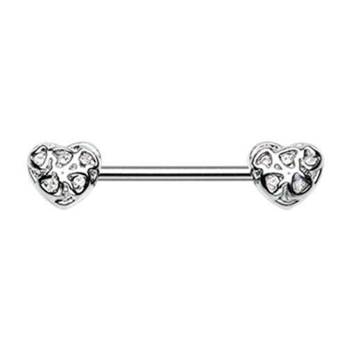 Infinite Heart Gemmed Nipple Barbell Ring Nipple Ring Impulse Piercings