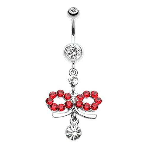 Infinity Dazzle Belly Button Ring Navel Ring Impulse Piercings Clear/Red