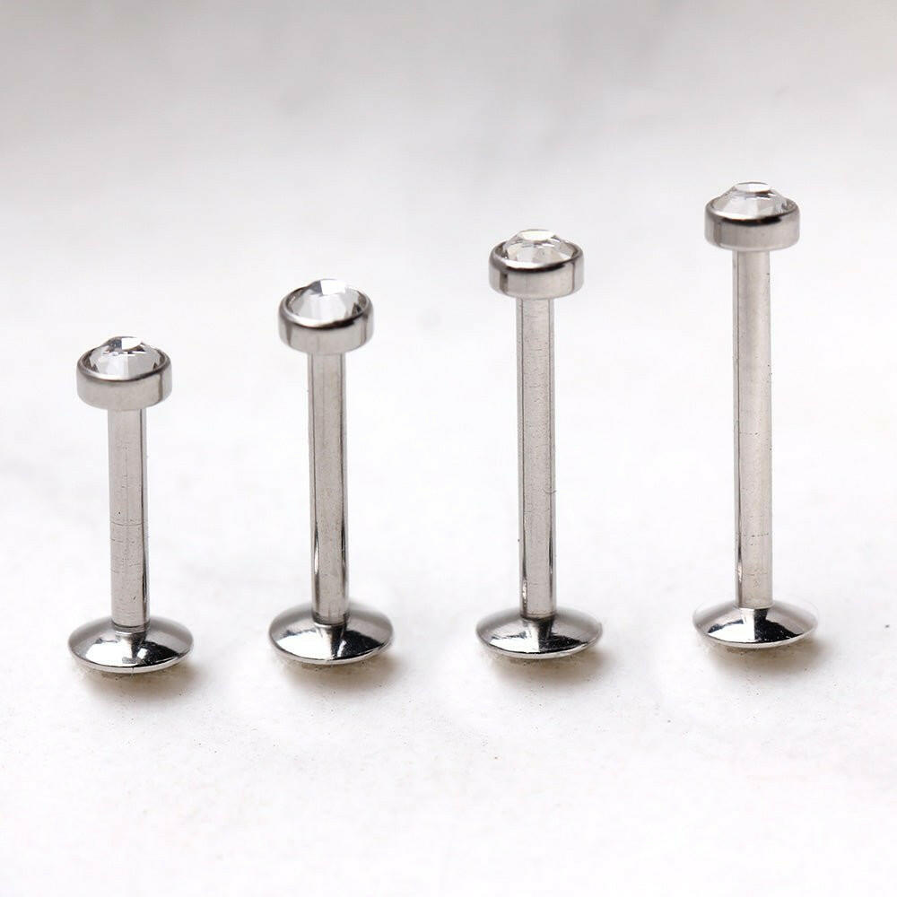 Internally Threaded 316L Stainless Steel Flat CZ Top Labret Labret Impulse Piercings