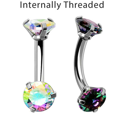 Internally Threaded 316L Stainless Steel Prong Set CZ Navel Ring - Petite Size Navel Ring Impulse Piercings