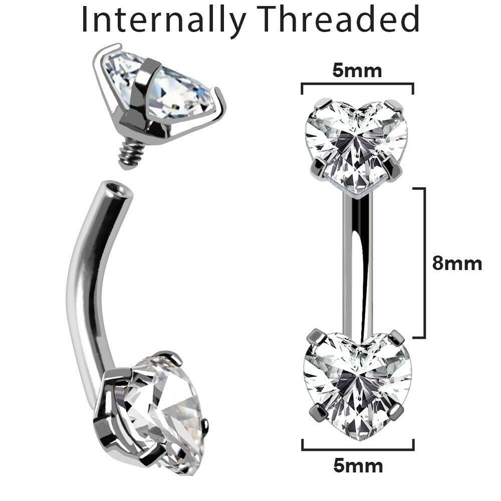 Internally Threaded 316L Stainless Steel Prong Set Star Navel Ring - Petite Size Navel Ring Impulse Piercings