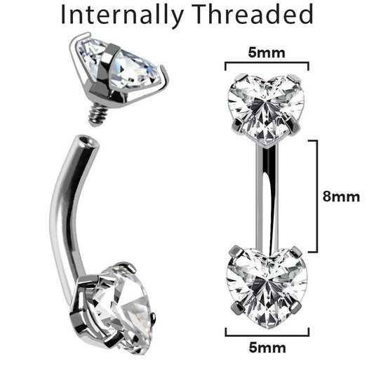 Internally Threaded 316L Stainless Steel Prong Set Star Navel Ring - Petite Size Navel Ring Impulse Piercings