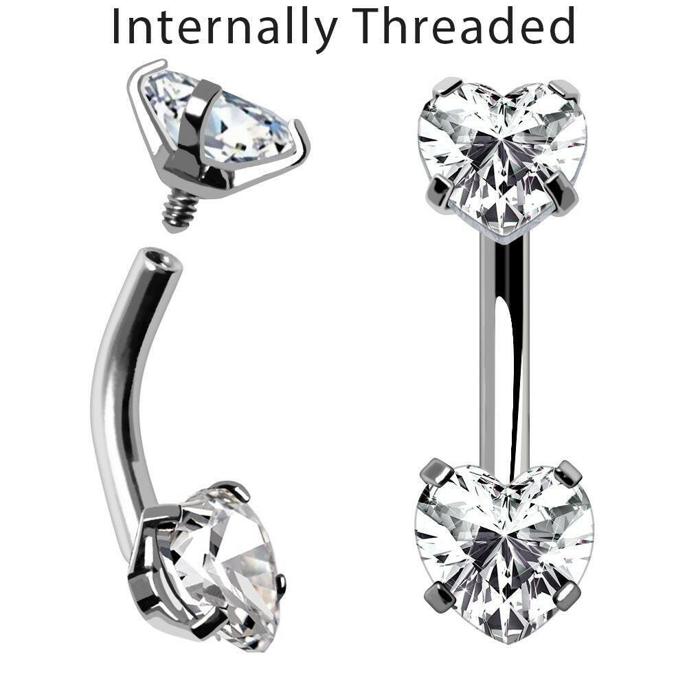 Internally Threaded 316L Stainless Steel Prong Set Star Navel Ring - Petite Size Navel Ring Impulse Piercings