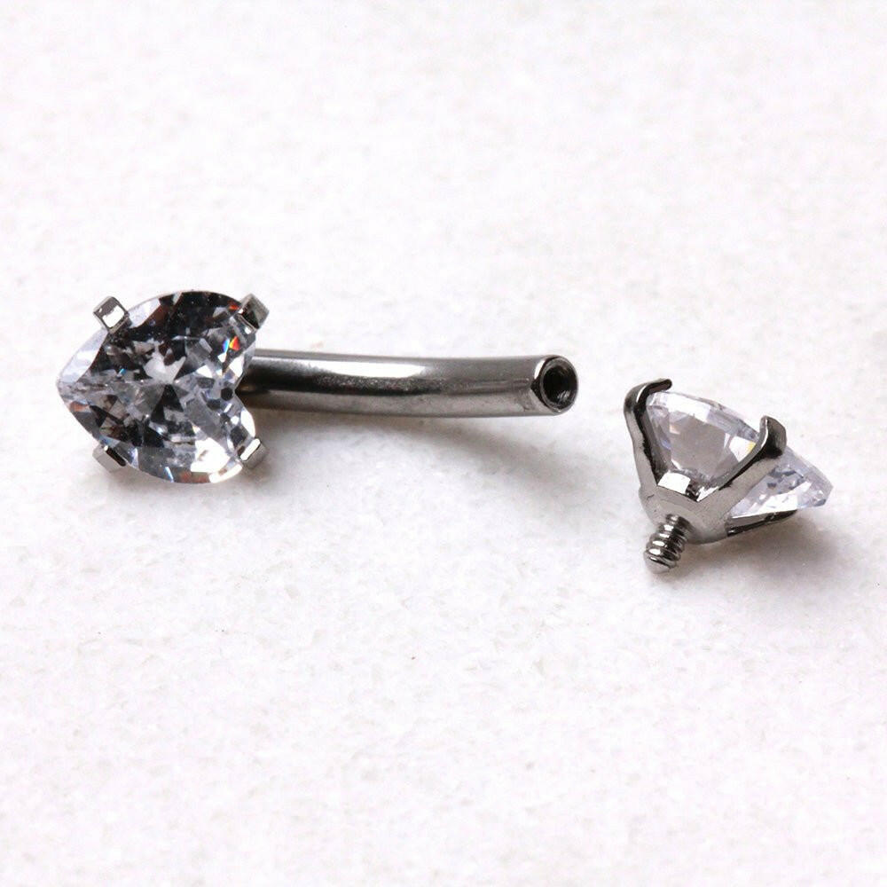 Internally Threaded 316L Stainless Steel Prong Set Star Navel Ring - Petite Size Navel Ring Impulse Piercings