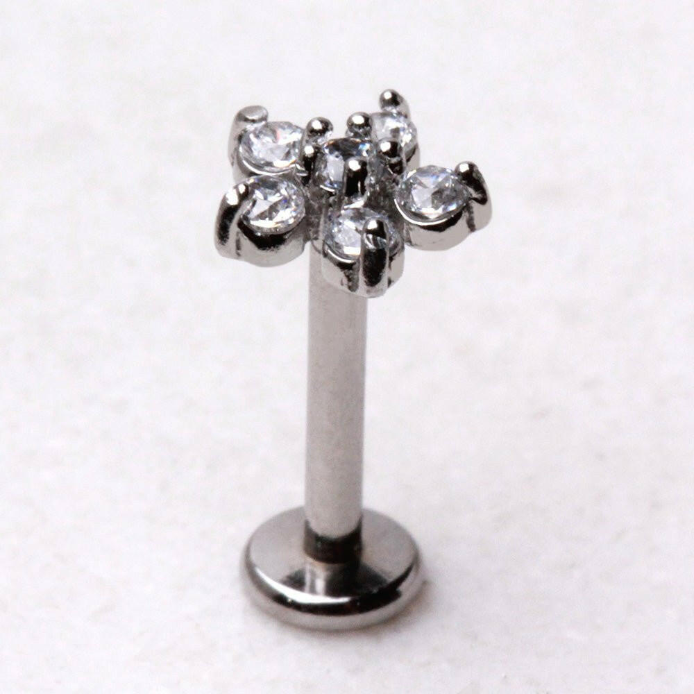 Internally Threaded 316L Stainless Steel Snow Flower Labret Impulse Piercings