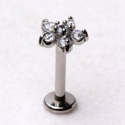 Internally Threaded 316L Stainless Steel Snow Flower Labret Impulse Piercings