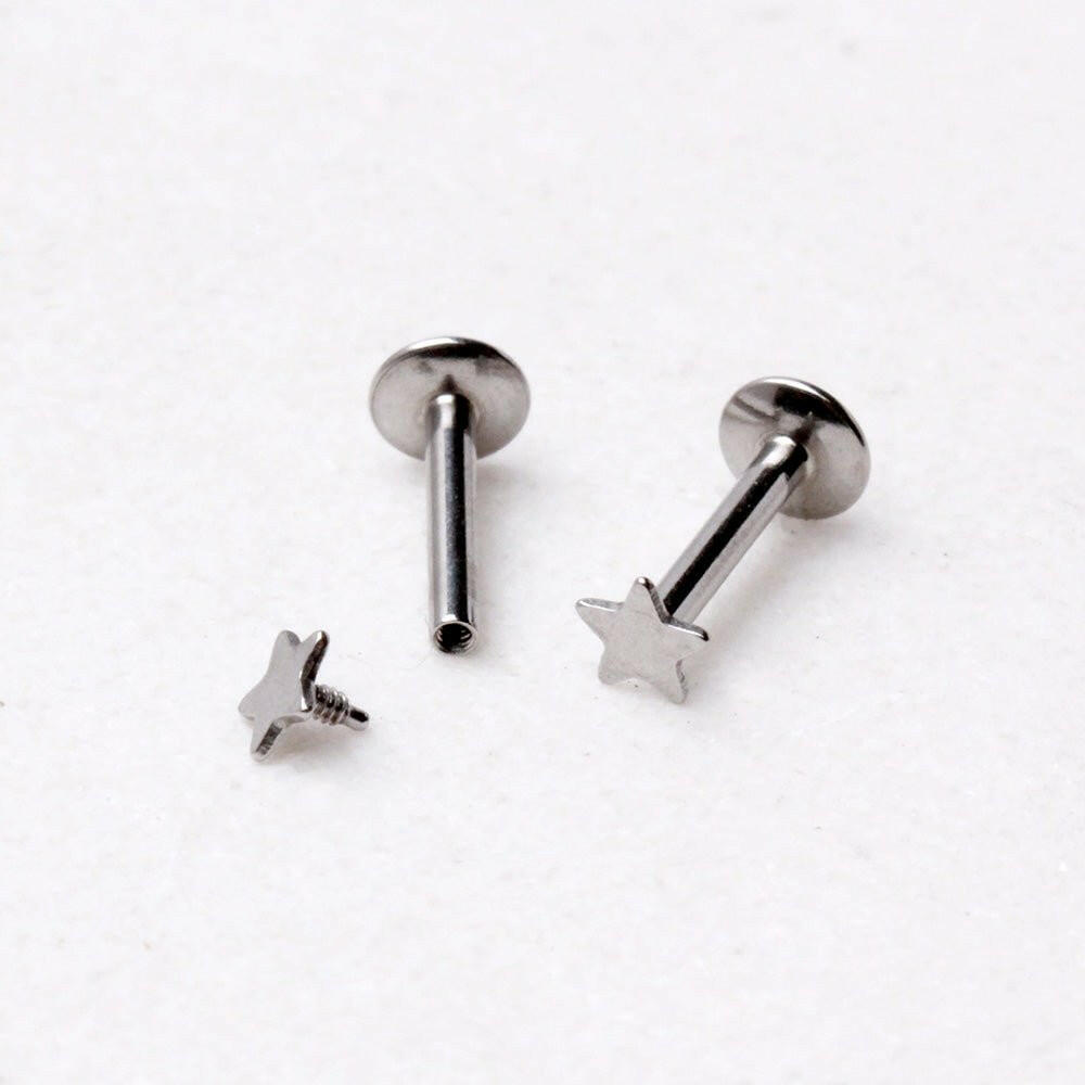 Internally Threaded 316L Stainless Steel Star Labret Labret Impulse Piercings