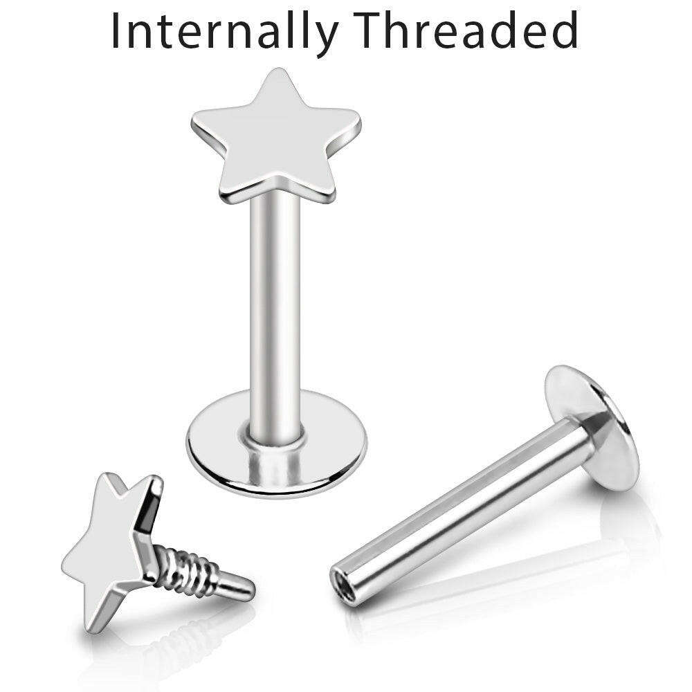 Internally Threaded 316L Stainless Steel Star Labret Labret Impulse Piercings