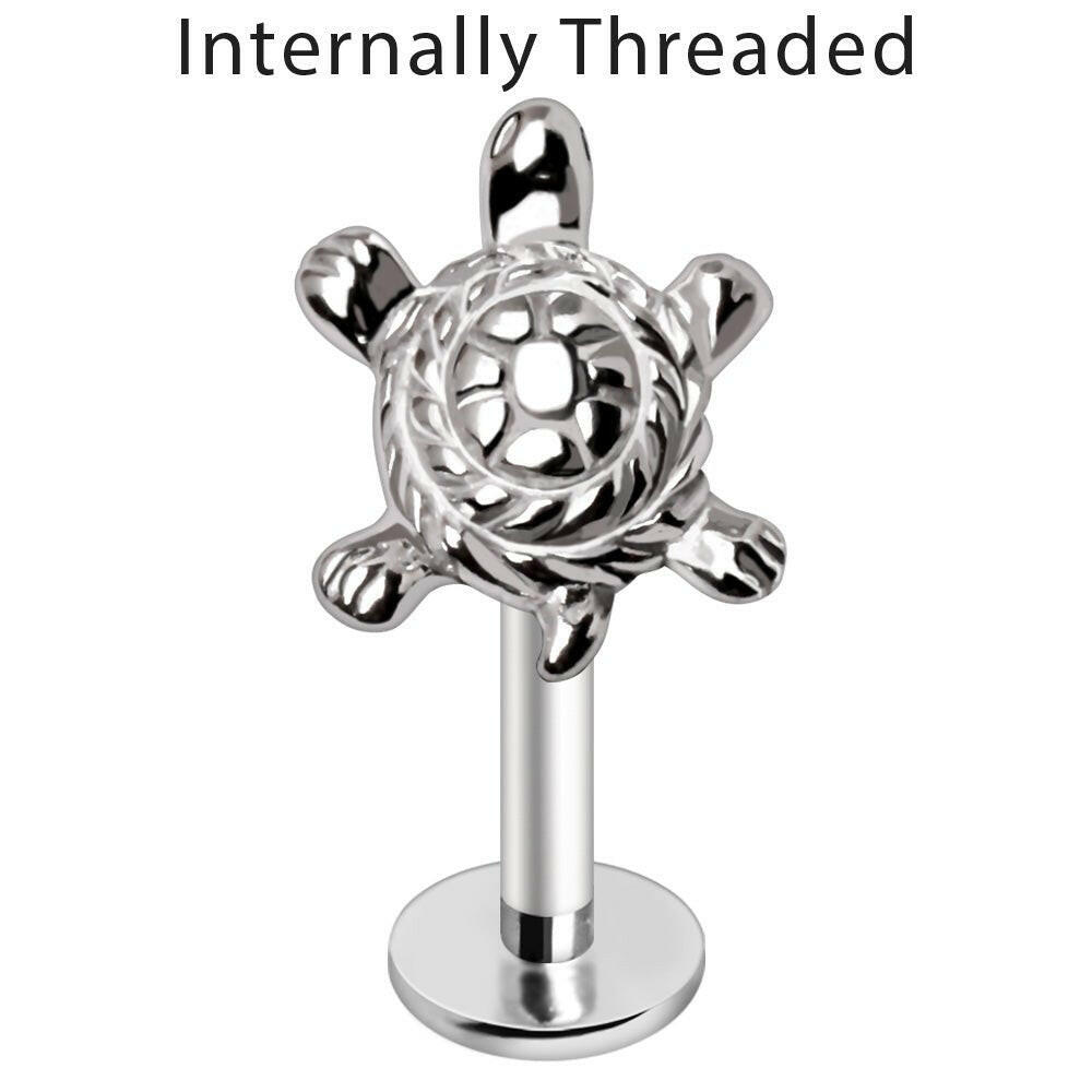 Internally Threaded 316L Stainless Steel Turtle Labret Labret Impulse Piercings