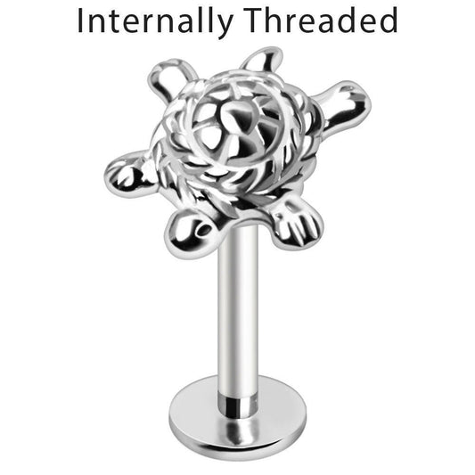 Internally Threaded Turtle Labret front view