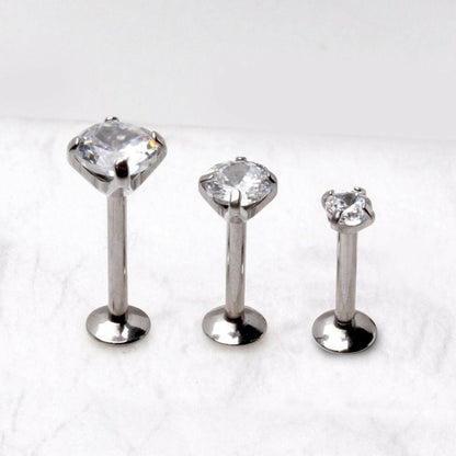 Internally Threaded Labret with Prong Set CZ Labret Impulse Piercings