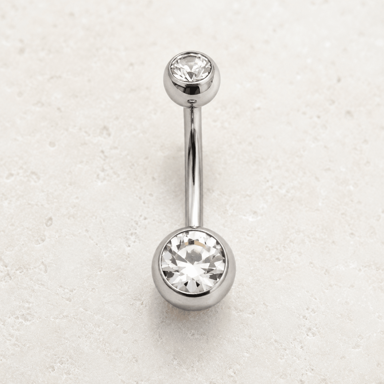 Internally Threaded Navel Ring Clear CZ Balls 14G 316L Steel