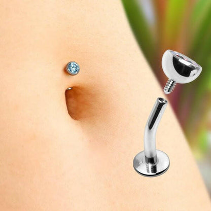Internally Threaded Stainless Steel Press Fit CZ Floating Navel Ring