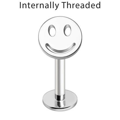 Internally Threaded Stainless Steel Smiley Face Labret Labret Impulse Piercings 16GA Length: 5/16