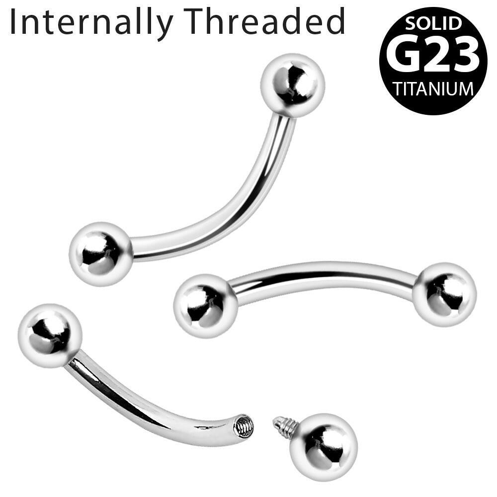 Internally Threaded Titanium Curved Barbell / Eyebrow Rings with Solid Balls Eyebrow Ring Impulse Piercings 5/16"