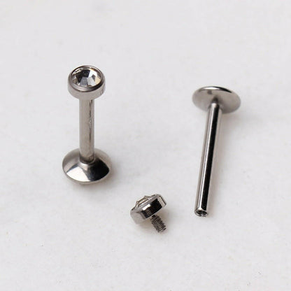 Internally Threaded Titanium Flat CZ Top Labret
