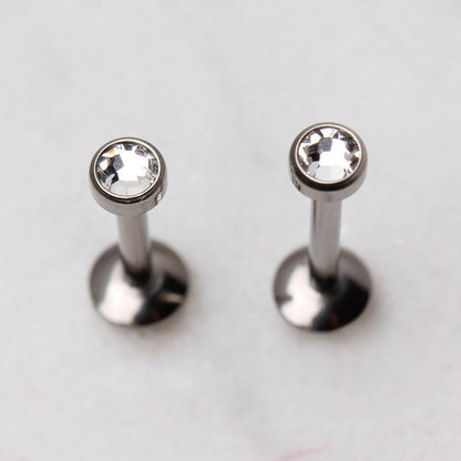 Internally Threaded Titanium Flat CZ Top Labret