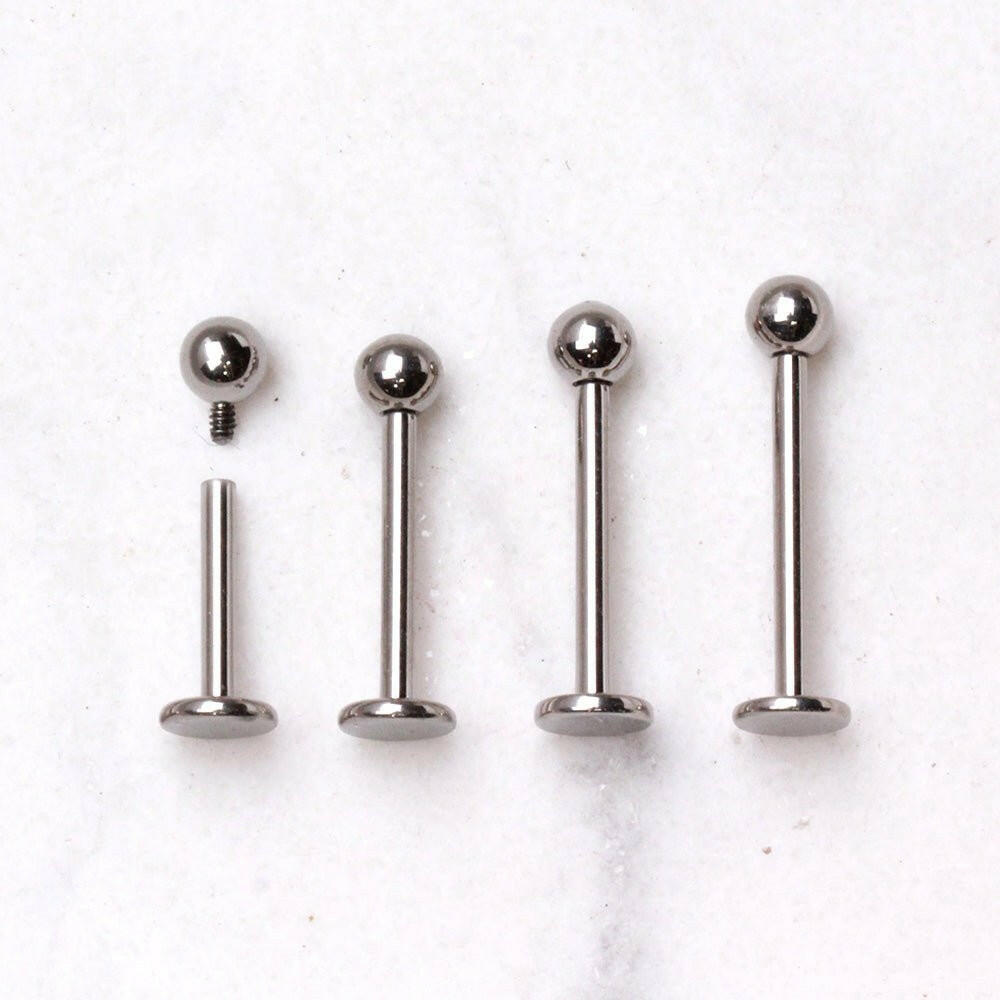 Internally Threaded Titanium Labret with Solid Ball Labret Impulse Piercings