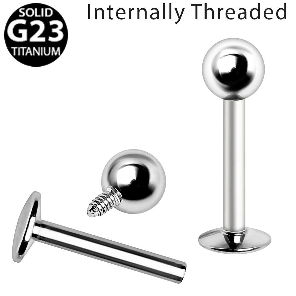 Internally Threaded Titanium Labret front view