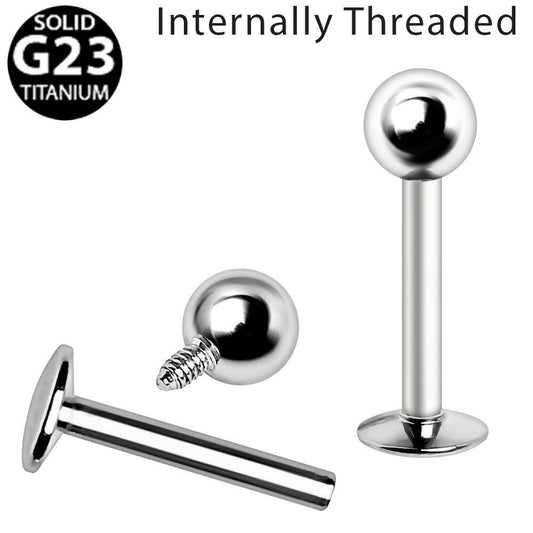 Internally Threaded Titanium Labret front view