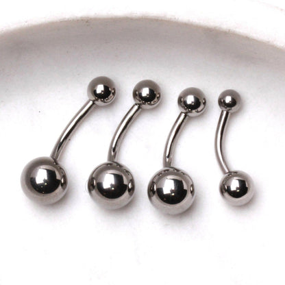 Internally Threaded Titanium Navel Ring with Solid Balls Navel Ring Impulse Piercings