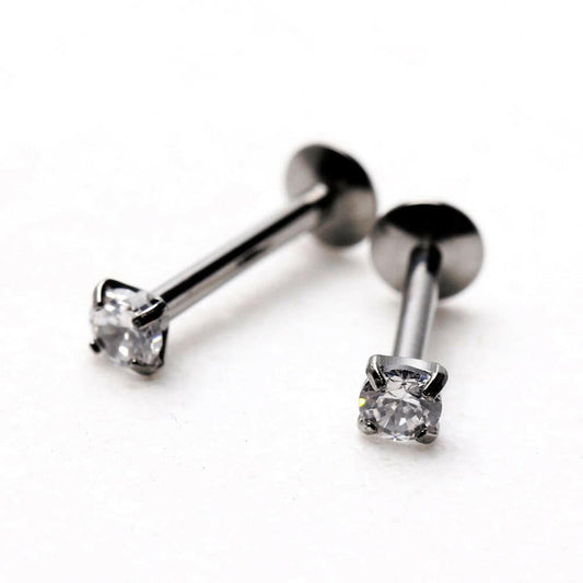 Internally Threaded Titanium Prong Set CZ Labret