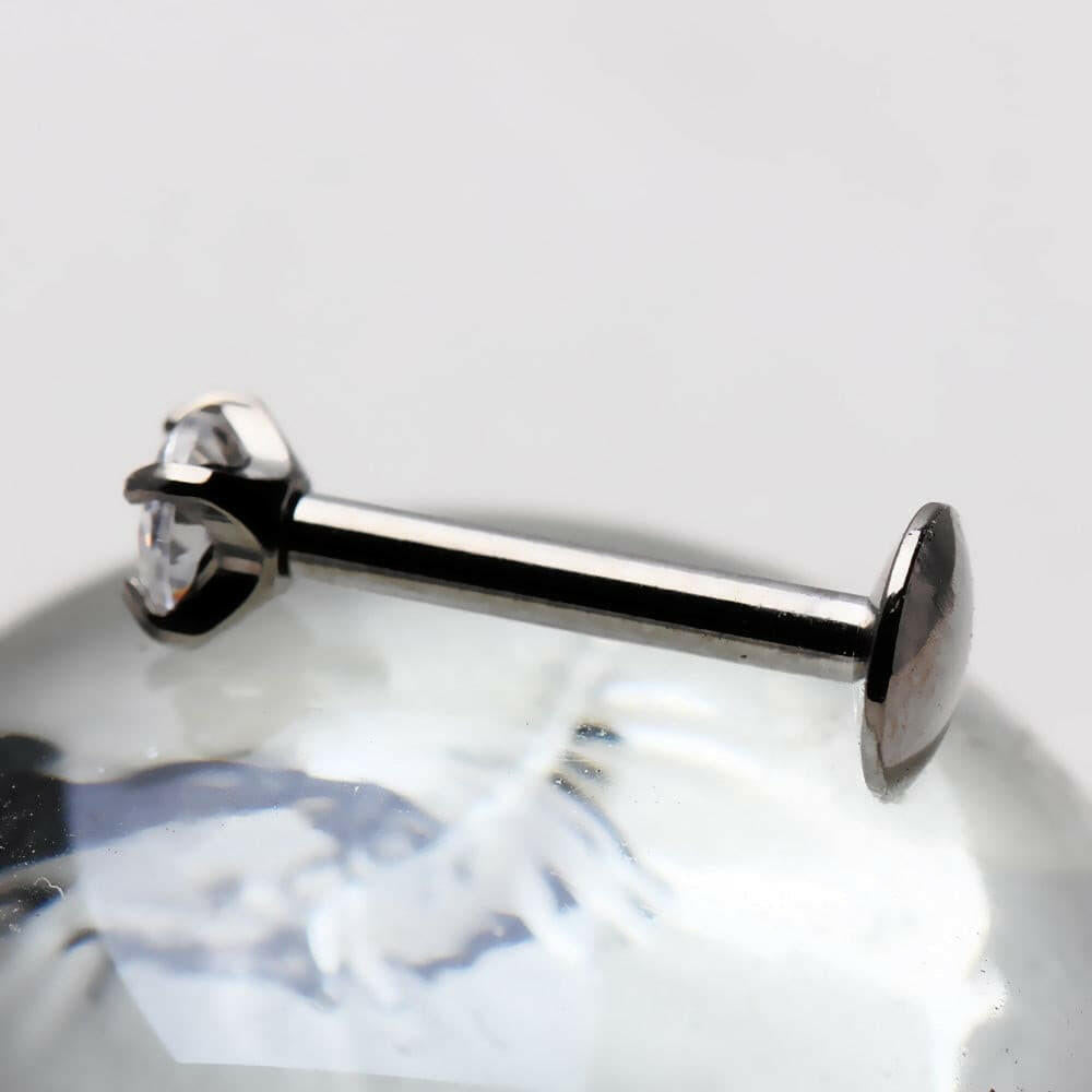 Internally Threaded Titanium Prong Set CZ Labret